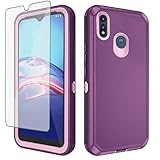 Asuwish Phone Case for Moto E 2020 Motorola E7 with Screen Protector and Cell Cover Hybrid Shockproof Hard Protective Accessories MotoE MotoE7 E 7 7E 7th Generation Gen XT2052DL XT2052-1 Women Purple