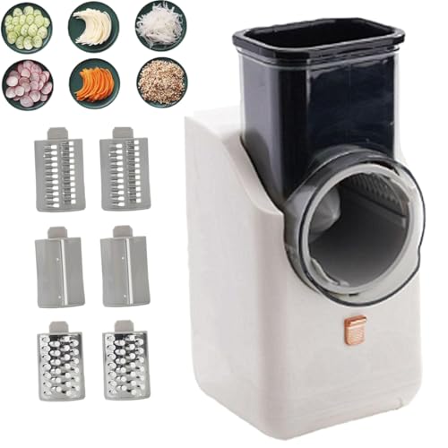 Vegetable Chopper Electric Cheese Grater, 3-in-1 Vegetable Slicer with 6 Blades USB Rechargeable Chopper for Home Kitchen Cutting Cucumbers, Carrots, Potatoes, Nuts, Chocolates