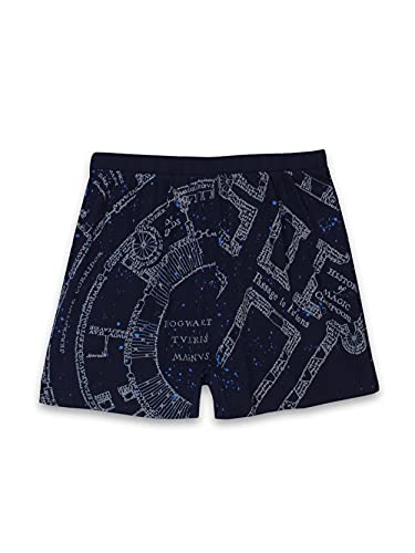 Harry Potter Hogwarts Marauders Map Men's Briefly Stated Boxer Shorts Cueca (X-Large, Azul-marinho)