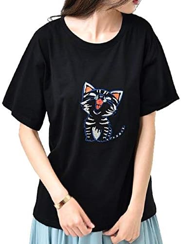 Amazon Tシャツ レディース 猫 ねこ ネコ 半袖 カットソー クルーネック 刺繍 ワンポイント 猫グッズ ネコグッズ Uネック プリント フリーサイズ 大きいサイズ 春夏 ブラック M Tシャツ カットソー 通販 Amazon Tシャツ レディース 猫 ねこ ネコ 半袖 カットソー クルーネック 刺繍 ワンポイント 猫グッズ ネコグッズ Uネック プリント フリーサイズ 大きいサイズ 春夏 ブラック M Tシャツ カットソー 通販