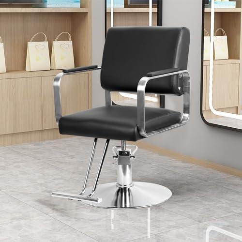 kamulouk Chaise Coiffeuse Hydraulique, Fauteuil Coiffeuse pour Coiffeur, Chaise de Coiffure Robuste avec Hauteur Réglable, équipement de Chaises de Salon de Beauté pour Shampoing, Noir