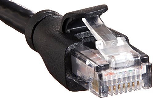 Image of Amazon Basics RJ45 Cat-6 Ethernet Patch Internet Cable, 1Gbps Transfer Speed, Gold-Plated Connectors, Universal Connectivity for PC, TV, Tablet, Router, Printer, 5 Foot, Black (Pack of 2)