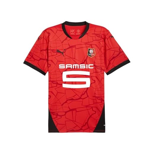 Puma Stade Rennes Maillot domicile 24 25 Rouge Stade Rennais Home Shirt Fan Jersey, Puma Rouge/Puma Black, XL
