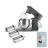 SPRINGLANE Küchenmaschine Karla mit Vollmetall-Gehäuse, 800 W Knet- und Rührmaschine, inkl. Nudelaufsatz, 5,2 L Edelstahl Rührschüssel, Teighaken, Flachrührer, Schneebesen - Anthrazit