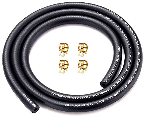 Minimprover 燃料ホース 内径5mm ガソリンホース 3層管 全長1m ホースクランプ 6個付き 耐油 耐圧 耐腐食性 高性能ホース バイク 自動車 芝刈り機用