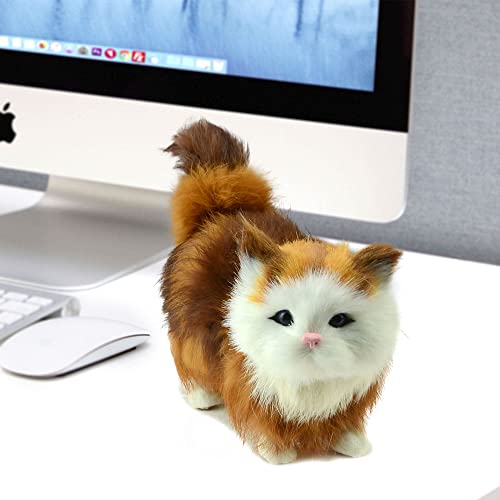 Mini Handmade Lifelike Cute Fake Catboy Black White Cats Plush Puppet Figurines Orange Tabby Realistic Stuffed Animals Cats Toy Furreal Kitty Fox Squirrel Decor Party Decorations Home(Orangecat) #TOP4
