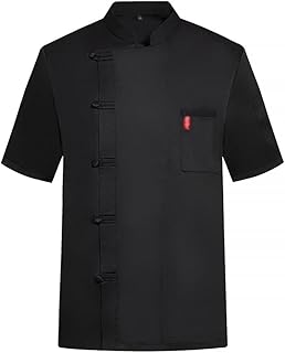 Chef Works Chef Clothes Chef Coat Uniform Restaurant Kitchen Cooking Personalized Chef Jacket for Men (Color : Black, Size : X-Large)