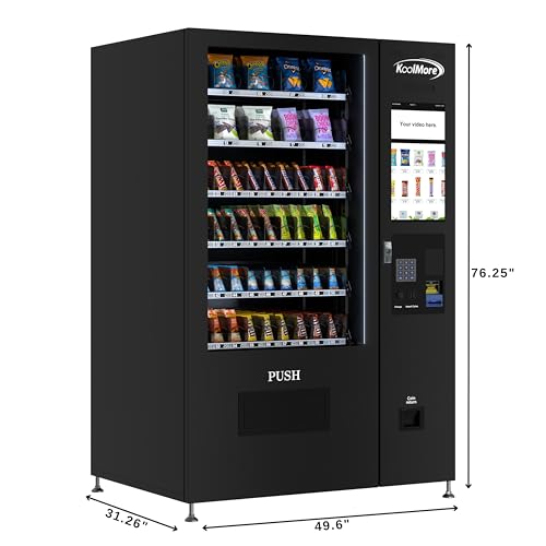 Image of KoolMore Non-Refrigerated Snack Vending Machine with 60 Slots and 22 Inch Touch Screen with Bill Acceptor in Black (KM-VMNT-50-B)