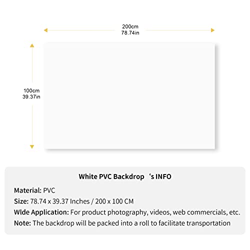 Selens 3.3X6.5Ft/1X2M White Pvc Backdrop For Photography, Pvc Matte Vinyl Seamless Background Non-Reflection For Photo Studio Background Screen Television Video Recording #TOP5