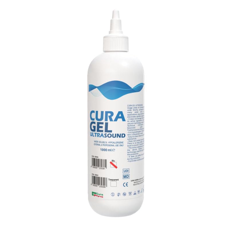 Cura Farma Gel conduttore trasparente Ecografia ad Alta Conduttività (Blu) 1 Lt (3 Confezioni)