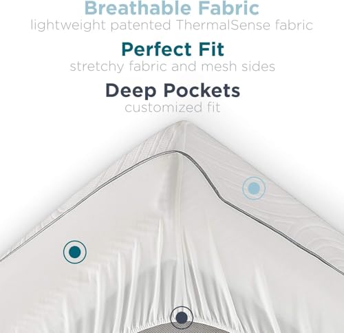 Image of Tempur-Pedic Protect Waterproof Mattress Protector, Queen, White (Packaging May Vary)
