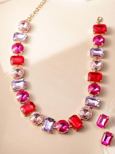 Collar chapado en oro 18k DMZ-2797, un regalo inolvidable con cristales multicolor 3