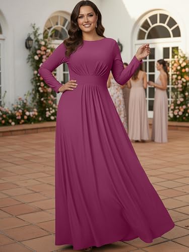 Image of KOH KOH Womens Long Sleeve Flowy Modest Elegant Evening Maxi Dress Gown