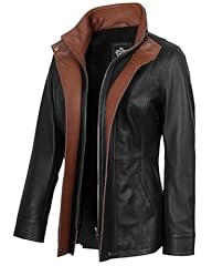Erin - Black & Cognac Leather Coat