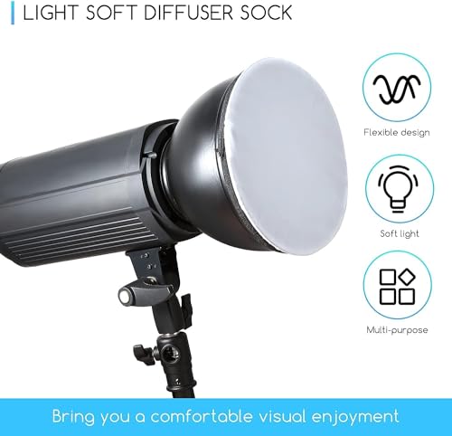 Image of MVPRO 4 Pieces Diffuser Lamp Sock Soft Diffuser Lamp Cover 8.25 Inches / 21 cm Standard Cloth Diffuser Light Sock Lampshade Reflector Lamp Sock for Strobe Flash Light Speedlite (Only 4 White Cloth Cap)
