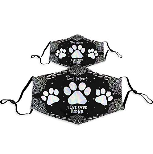 1PCS Dog Print Face Mask- Just A Girl Who Loves Dogs and Has Tattoos Dog Mom I Just Freaking Love Dogs Mouth Cover (1pcs Mom Dog With Mandala Pattern)