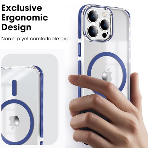 Image of MINTZZ ️ for iPhone 13 Pro Case, Compatible with MagSafe, Military-Grade Protection, Yellowing Resistant, Scratch-Resistant TPU Back, Magnetic Phone Case for iPhone 13 Pro Clear Navy Blue