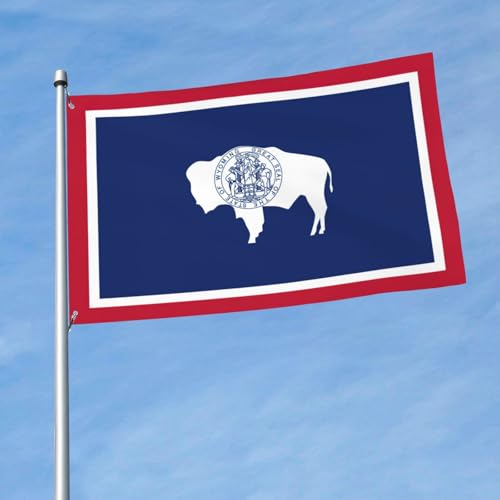 Bandiera con stampa della bandiera dello stato del Wyoming, 1,5 x 0,9 m, bandiera decorativa su un lato, appesa ai balconi del prato interno ed esterno