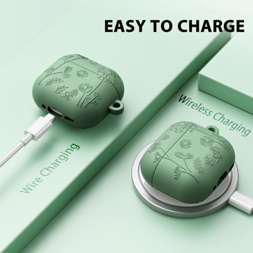 Image of Floral Case for Apple Airpods iPods 4 Case Cover Women-VISOOM 2025 3D Silicone Airpod iPod 4th Generation Protective Cases Cute with Keychain for AirPod Earbuds 4th Gen Wireless Charging Cases