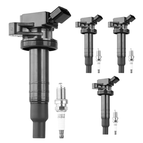 Autoexact Ignition Coil Pack and Iridium Spark Plugs Kit Fit for 1.8L Toyota 2000-2008 Corolla 2003-2008 Matrix Celica MR2 Spyder Pontiac 2003-2010 Vibe Chevy Prizm L4, Replace UF247 5464 Set of 4