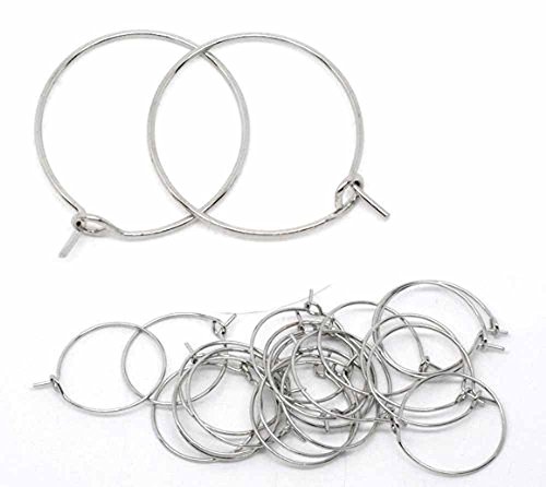 Rockin Beads 200 Nickel/Steel Tone 20mm 3/4" Beading Hoop Wine Glass Charms 21 Gauge Wire