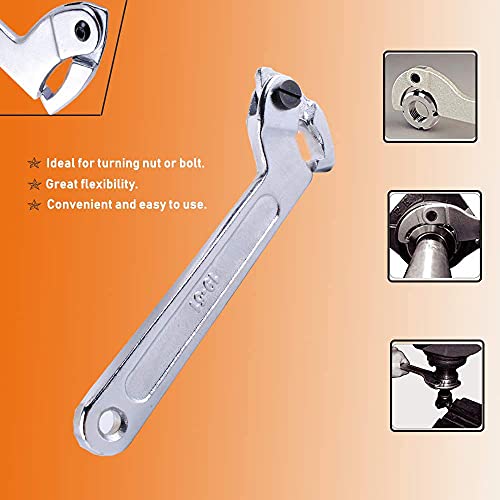 Adjustable C Spanner Hook Wrench Tool, Chrome Vanadium 3/4-2"(19-51Mm)+2-4 3/4"(51-121Mm) Spanner Set-Used to Tighten Side Slot Nuts on Collars, Lock Nuts and Bearings Collets - Image 4