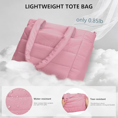 Image of Puffer Tote Bag for Women Quilted Nurse Bag Lightweight Work Bag for Teacher Travel Handbag with Multiple Pockets