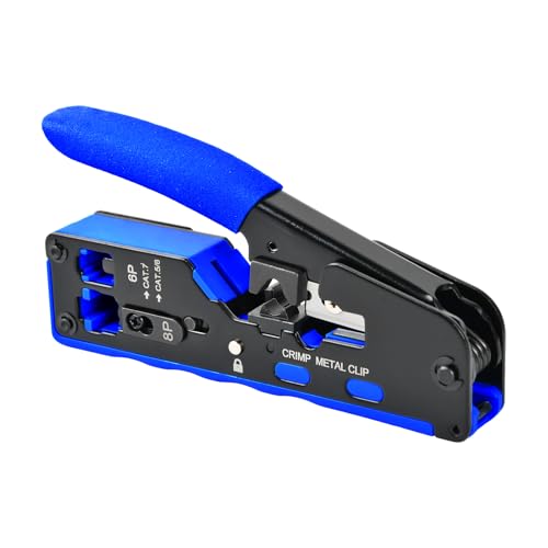 Focenat Tenaza metálica de crimpar,Kit de herramientas de engarzado,Cortador pelacables,Alicates para engarzar conectores,Crimpadora terminales eléctricos,Cortador de cables für Cat5/Cat7/8P,/6P