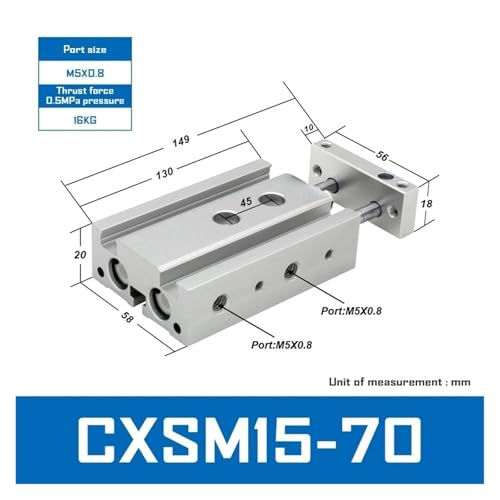 Cylindre à double tige CXSM15-70 pour automatiser sans défaillance