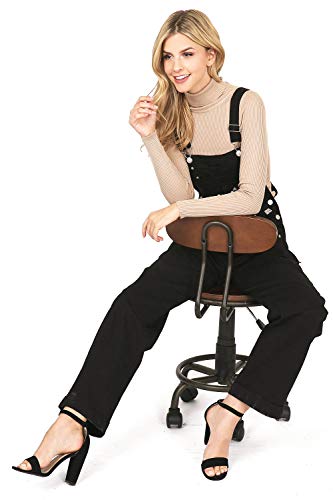 Revolt Women's Juniors Baggy Straight Leg Twill Overalls (S, True Black)