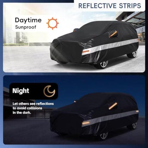 Image of 10 Layers SUV Car Cover Custom Fit for Mercedes-Benz GLB, GLB250, GLB35 (2019-2026), Waterproof All Weather for Automobiles, Outdoor Full Cover Sun Rain Dust UV Protection with Cotton. Black