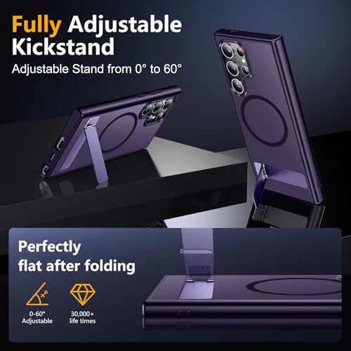 Image of SPIDERCASE Magnetic for Samsung Galaxy S24 Ultra Case, [3 Stand Ways][ Military Grade Drop Protection] with Invisible Stand Shockproof Slim Case for Samsung S24 Ultra 6.8 inch,Purple