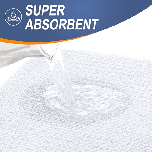 Image of OLANLY Thick Memory Foam Bath Mat Rug 30x20, Extra Soft Absorbent Bathroom Rug, Quick Dry Bath Mats, Non-Slip, Machine Washable Carpet for Bathroom, Tub and Shower, Home Decor Accessories, White