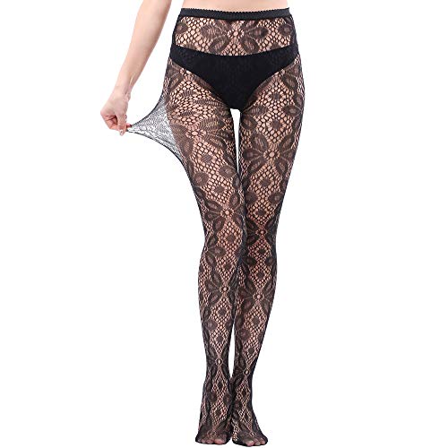 Image of KACOLOR Women Fishnet Stockings Patterned Tights Thigh High Black Lace Leggings High Waist Tights Pantyhose