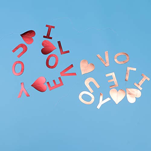 STOBOK 5 Peças de Decoração de Guirlanda Do Dia Dos Namorados Eu Te Amo Pendurado Banner Papel Glitt