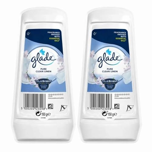 Glade Air Freshener Pure Clean Linen Scent, 150g x 2 - Odour Eliminator Gel, Long-Lasting Fresh Fragrance Air Freshener for Home with Welari Thank You Card | (2 Pack)