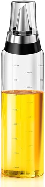 GudGmtoy Oil Bottle, 500ml Seasoning Container Dressing Bottle Oil Dispenser Vinegar Oil Pot Stainless Steel Glass Material Dustproof High Temperature Resistant Durable Storage Container No Drip