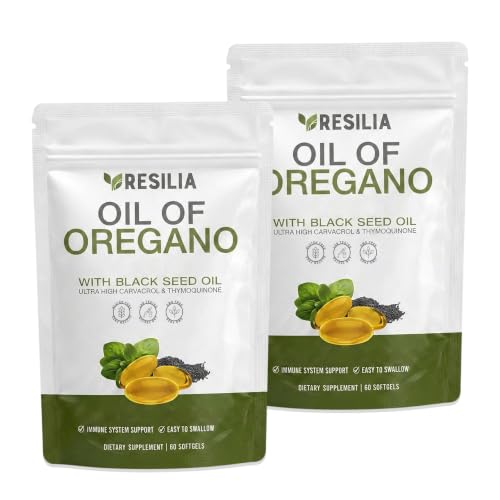 Resilia Oil Of Oregano Softgels with Black Seed Oil - 120 Softgels | Non-GMO Gluten-Free and Soy-Free