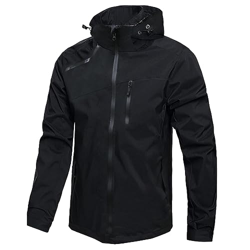 Men's Waterproof Rain Jacket Lightweight Raincoat Hooded Trench Outdoor Windbreaker for Hiking Travel2