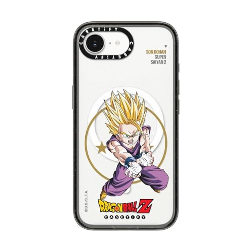 CASETiFY �C���p�N�g iPhone 16e �P�[�X [MagSafe�Ή�/���^ �y��/�ϏՌ�/Dragon Ball Z Co-lab] - �N���A �u���b�N - SUPER SAIYAN GOHAN Case