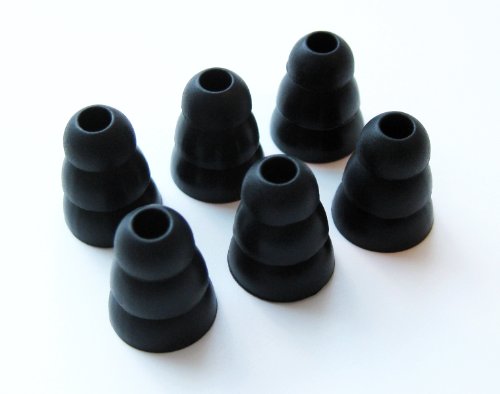 6 Large (L) Black Soft Triple Flange Replacement Eartips Earbuds Compatible With Akg By Harman: K324P, K321, K328, K330, K340, K374, K375, K390, And K391 Nc In-Ear Earphones #TOP16