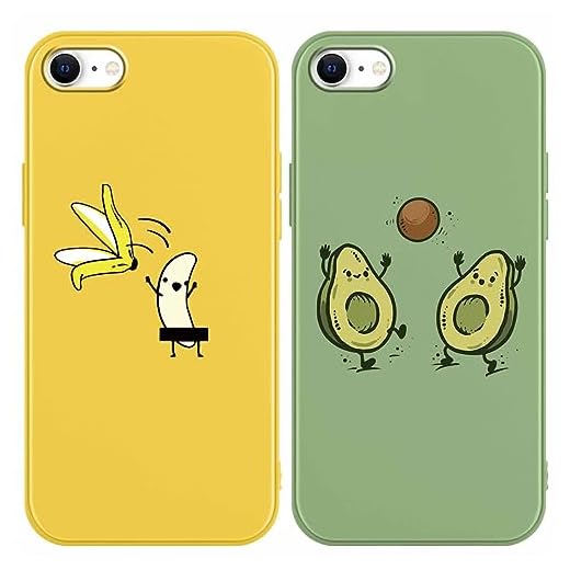 Yoedge 2 Unidades Funda para Apple iPhone 8/7 / SE2022 / SE2020 4,7",Mate Suave Silicona Silicona con Moda Dibujos, Ultra Slim Antigolpes Protector Fundas para Teléfonos Móviles para iPhone8,Aguacate