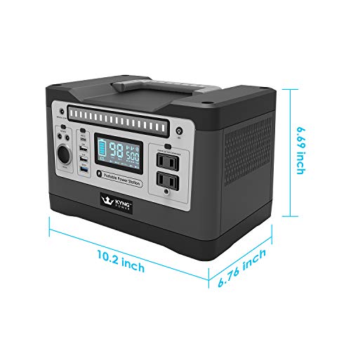 KYNG Portable Power Station 540wh Solar Generator Backup Lithium Battery Pure Sine Wave AC Outlet, 1000w peak, Emergency Power Supply, CPAP, Outdoors, Camping, Portable Generator Rechargeable Inverter