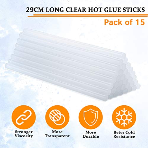 Made in The UK Extra Long Glue Sticks for Glue Gun 29cm Long, high Quality Clear hot Glue Sticks 12mm x 290mm, hot melt Glue Sticks (15)