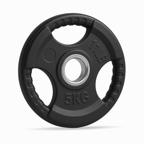 Discos Olímpicos con Agarre Recubiertos en Caucho Viok Sport - Compatibles con Barras Olímpicas - Entrenamientos Funcionales - Disponibles en 1,25, 2,5, 5, 10, 15, 20 y 25 Kg (1.25, Kilogramos)