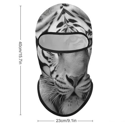 Balaclava para Hombre con Máscara de Invierno Negro y Blanco con Estampado de Tigre para Ciclismo, Esquí y Actividades al Aire Libre miniatura 2