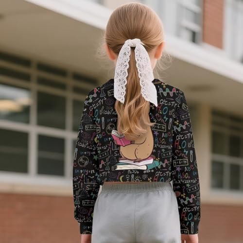 Girls Cropped Sweatshirt Kids Casual Pullover Sweatshirts Long Sleeve Crew Neck Crop Tops for Teen Girls 5-14 Years3