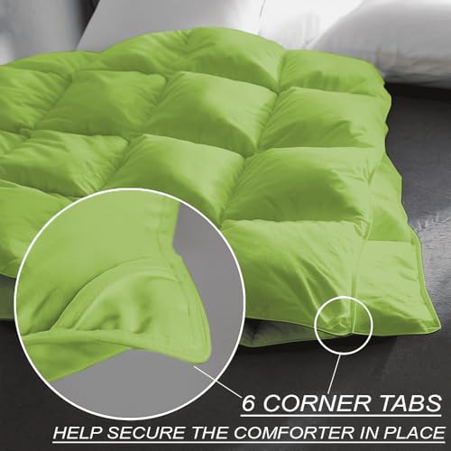 Image of Palatial King Size Comforter Set - All Season Down Alternative Bedding Comforter Set - Quilted Duvet Insert with Corner Tabs - Box Stitched Blanket - Breathable, Soft - Sage Green