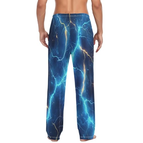 Electric Lightning Blue Pajama Pants Flash Thunderbolts Men's Pajama Bottoms Lounge Sleepwear PJs Sleep Pants M2