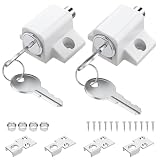 VORXEON Verrou Baie Vitrée Coulissante Blanc Serrures pour Portes Coulissantes Bloque Fenêtres ou baies Coulissantes avec Clés Maison Sécurité accrue(2pcs)